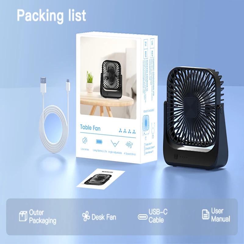 Elektrischer Ventilator Desktop Luftzirkulationsventilator USB-Aufladung Mini-Ventilator Tragbarer Ventilator Büro-Schreibtischventilator 4000mAh 360-Grad-Drehung Fliegenventilator