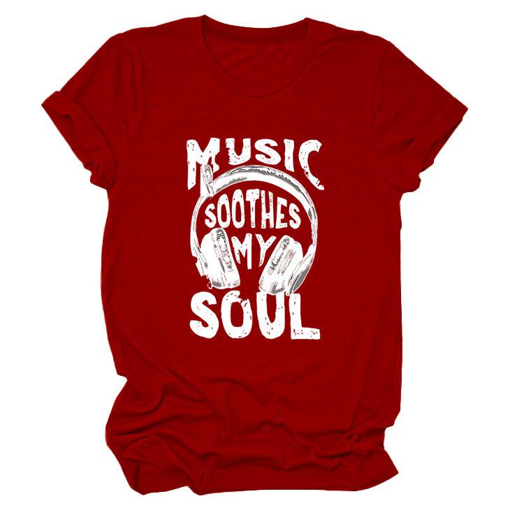 Personality trendy music soothes my ladies bottoming round neck short sleeve t-shirt
