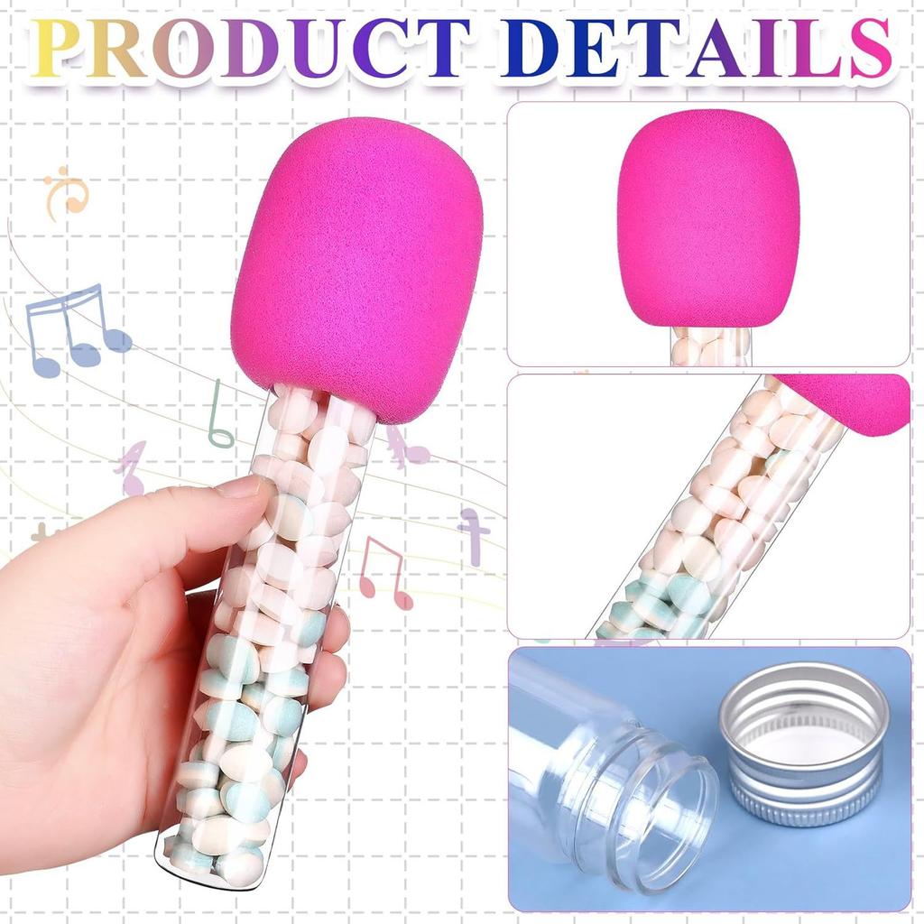 4/24pcsMicrophone Candy Tube Plastic Toy Rock Music Party Decoration Prop Microphone Candy Tube Disco Microphone Prop