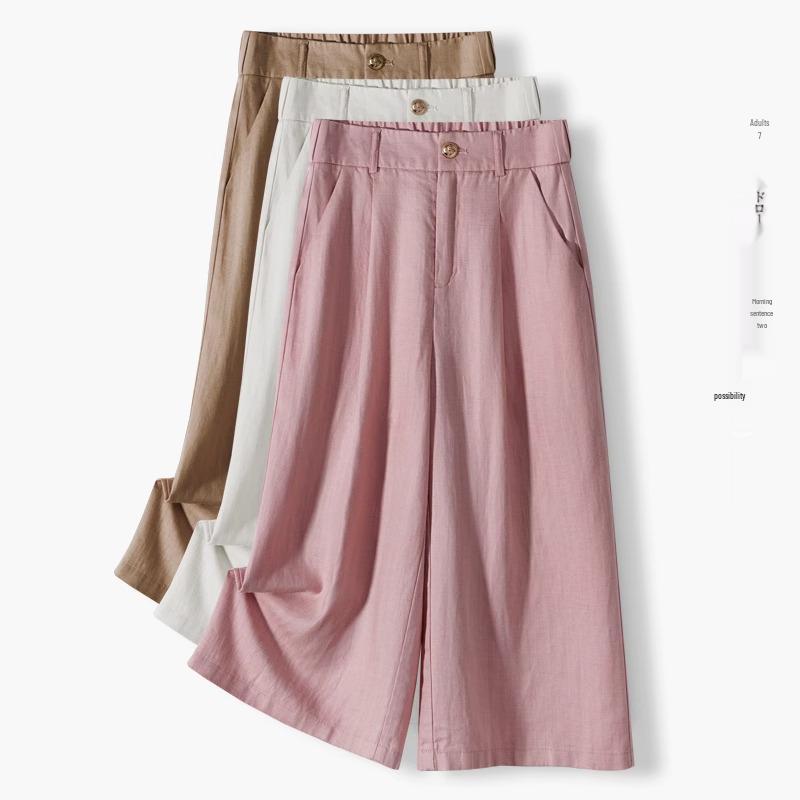 

2025 Women s Light Breathable Wide-Leg Yamamoto Pants: Slimming, Casual, Loose Seven-Point Straight-Leg Summer Wear 2XL (125-135 lbs)
