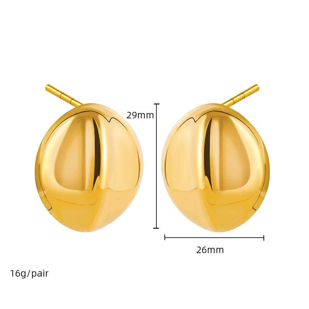 Creative Gold Plated Stainless Steel Round Geometric Earrings for Women Statement Geometric Studs Fashion Jewelry Waterproof