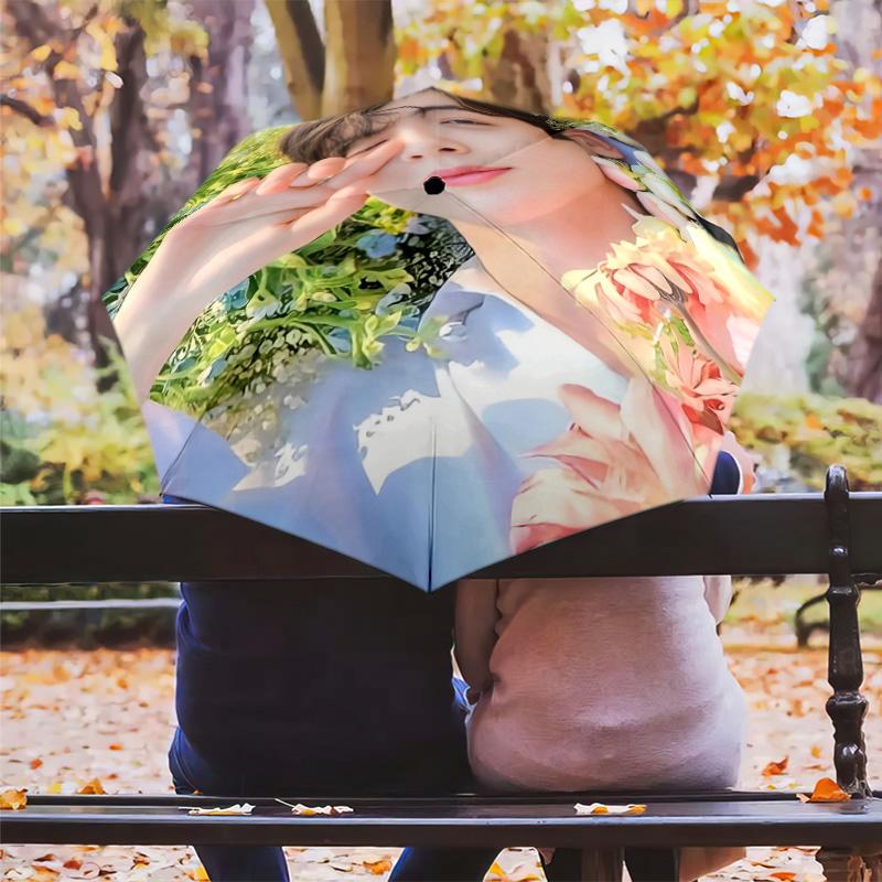 1 PC Automatic Folding Umbrella - Cha Eunwoo Pattern Portable Foldable Design With 8 Ribs Christmas Birthday Gifts