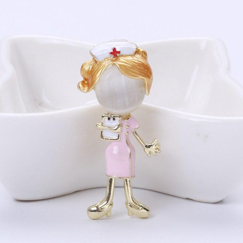 Blucome Cute Little Nurse Brooch Trend Personality Temperament Coat Cardigan Corsage Fashion Accessories Pin