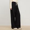 Women's Slim-Fit Black Lace-Up Wide-Leg Casual Pants