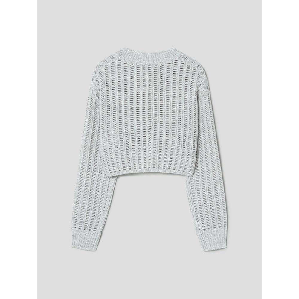 8SECONDS Pointel Round Neck Long Sleeve Pullover Light Gray