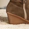 European & American Large Size Women's Tassel Lace-Up Wedge Heel Frosted Cotton Snow Boots