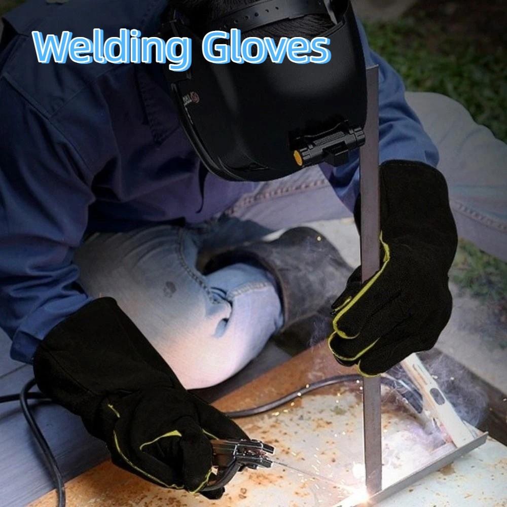 Leather Heat Resistant Gloves High Temperature Resistance Safety Gloves Welding Work