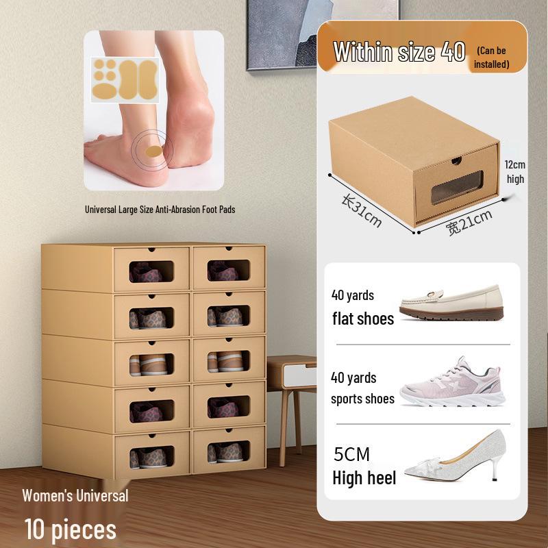 Schuhregal: Platzsparende transparente Kraftpapier-Aufbewahrungsboxen