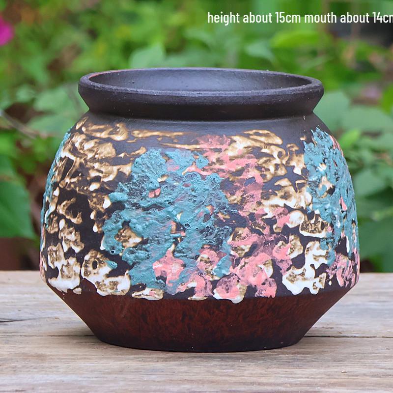 Minimalist Large Coarse Pottery Flower Pot for Succulents and Green Plants