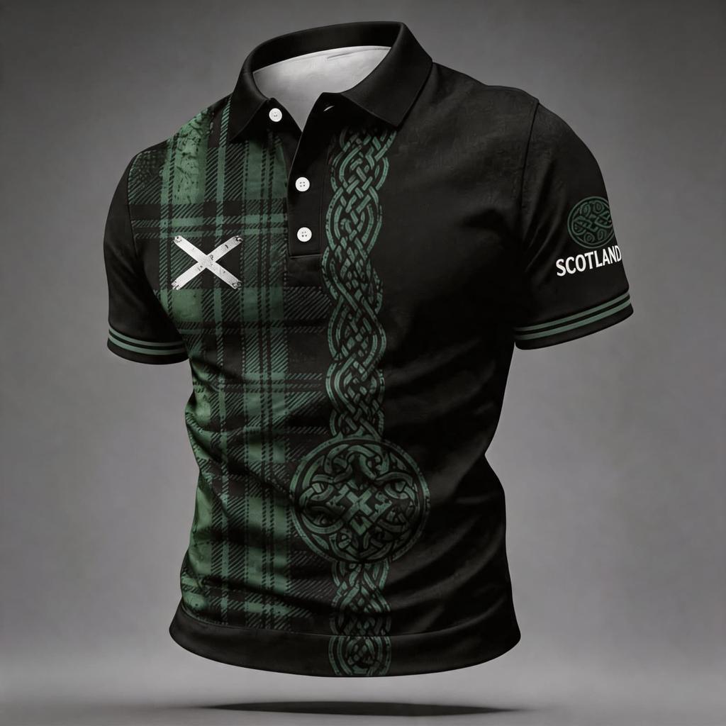 Men's Scotland Support Polo Shirt 2026 Football World Cup Design Short Sleeve Lightweight Casual Sportswear