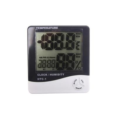 Einfaches weißes digitales Thermo-Hygrometer und Wecker HTC-1
