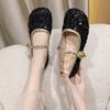 Fashion Shoes for Women Round Toe Black Net Cloth Sequins Cheap Clearance High Quality Fashion Summer 2025 Vacation Shallow Woman Flats