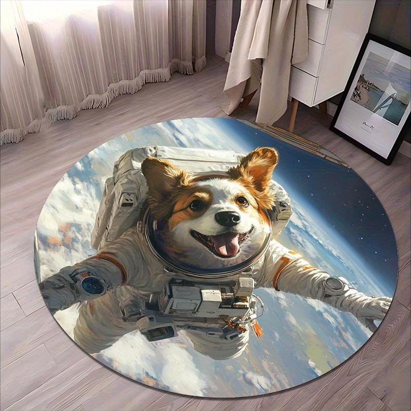 

Kogi astronaut pattern Flannel-printed round floor mats are slip-resistant Suitable living room bedroom terrace garden carpets 60cm