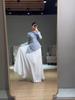 Elegant Women's Long-Sleeve Formal Dress with Waist-Cinching, Light Summer 2025 European & American Style