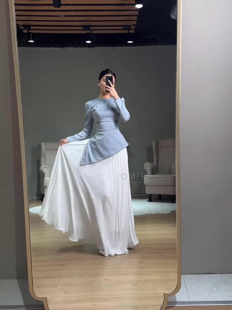 Elegant Women's Long-Sleeve Formal Dress with Waist-Cinching, Light Summer 2025 European & American Style