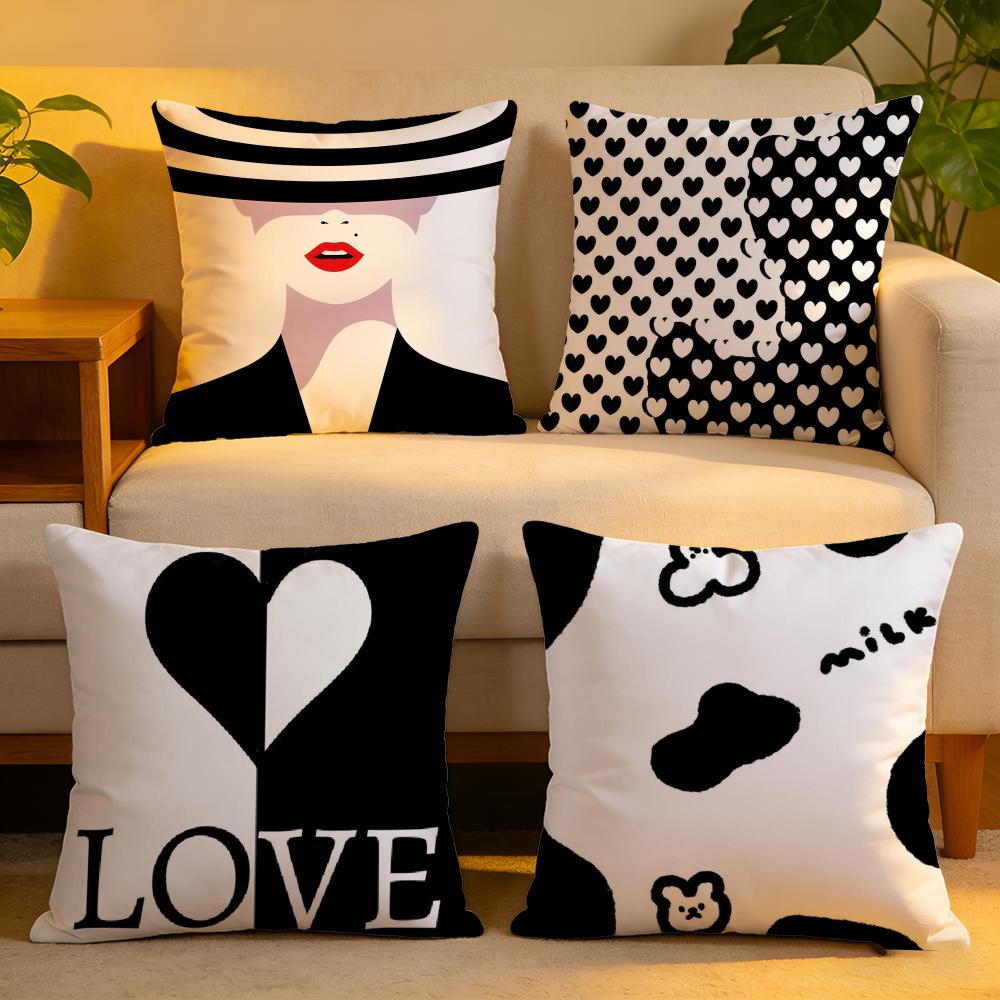 Cushion Cover Linen SkinFriendly Soft Decorative Case for Sofa Home Decor Advanced Black White Pillow Cover