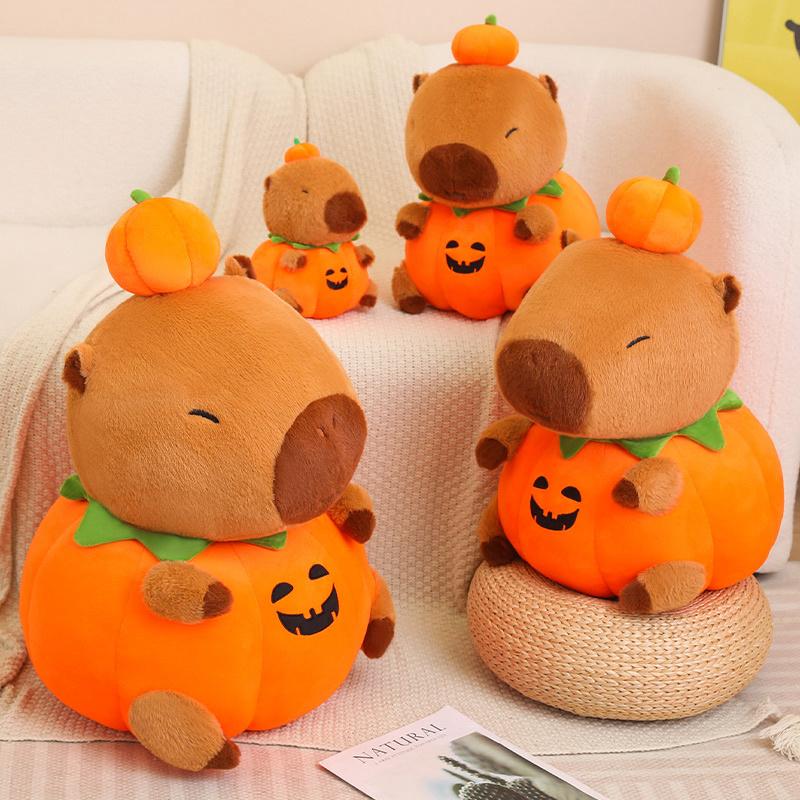 New 25-60cm Halloween Pumpkin Capybara Plush Doll Soft Cartoon Pillow Animals Toys Baby Birthday Halloween GIfts for Girls Decor