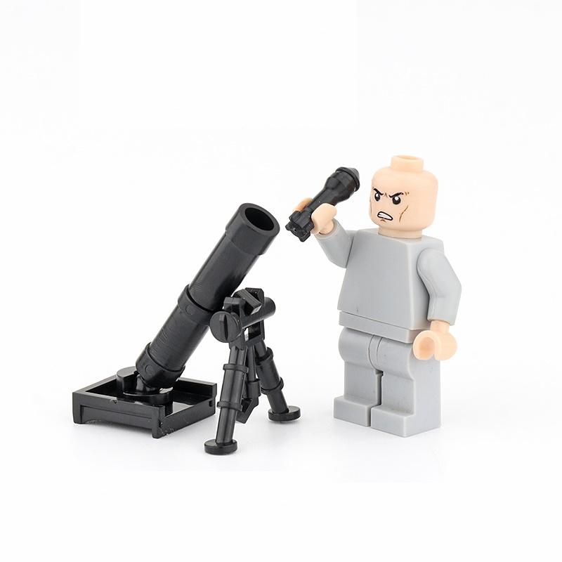 WW2 World War II US Military Weapon M2 Mortar Parts Accessories Minifigures MOC Parts Building Bricks Toys for Children