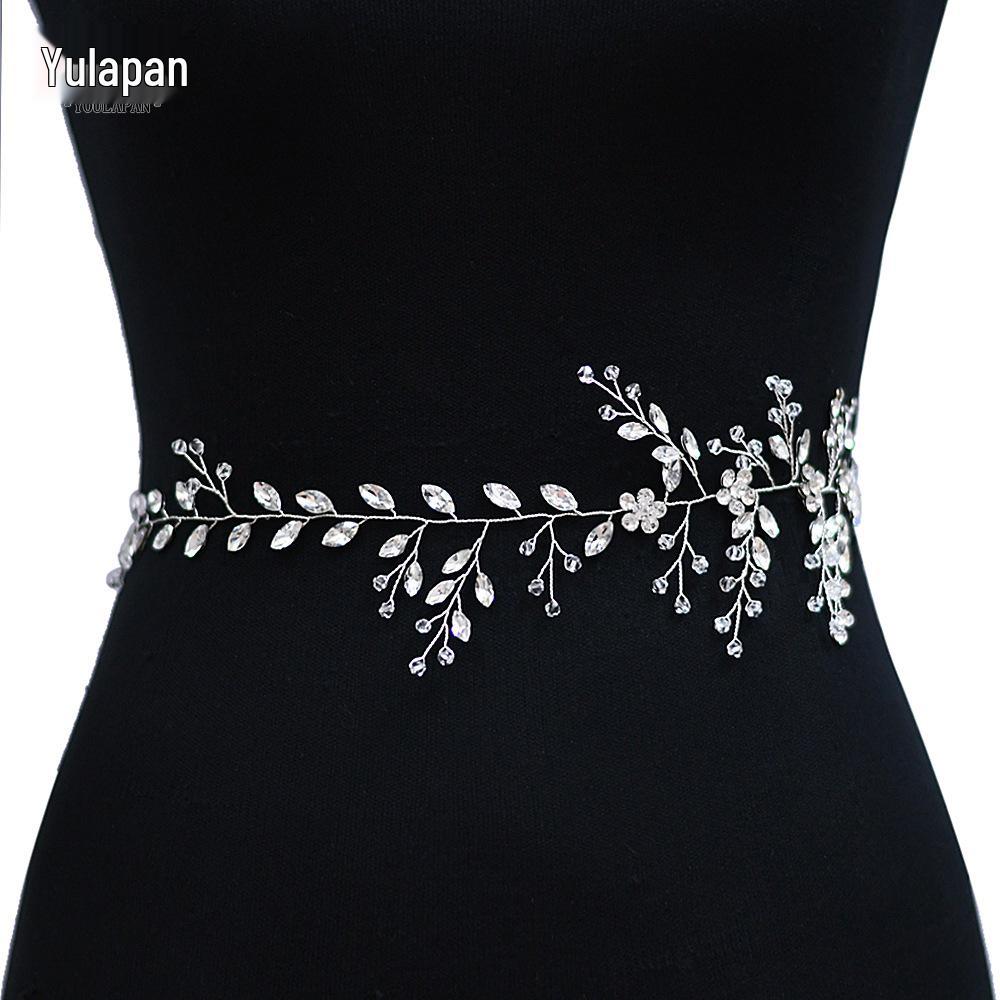 Yula Pan Rhinestone Belt: Handmade Shiny Diamond Waist Chain for Brides, Formal Wear, European & American Style HP65