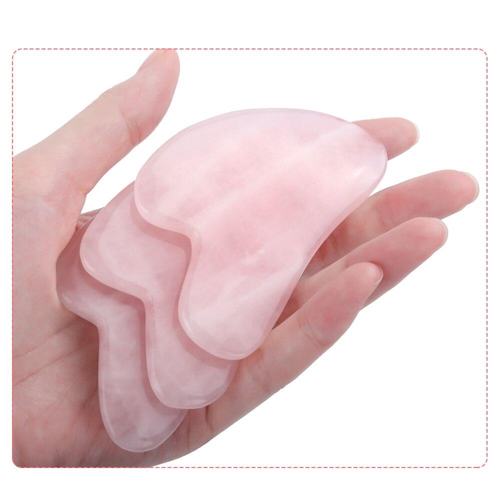Natural Jade Guasha Stone Board Massage Rose Quartz Guasha Plate Jade Face Massager Scrapers Tools For Face Neck Back Body