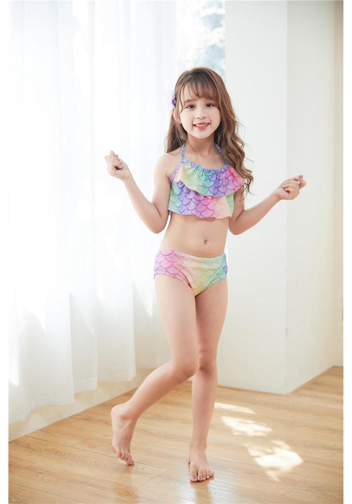 Set Costume da Bagno Principessa Sirena per Bambine - Include Vestito a Coda di Pesce & Bikini (Disponibile in taglia Piccola, Media, Grande)