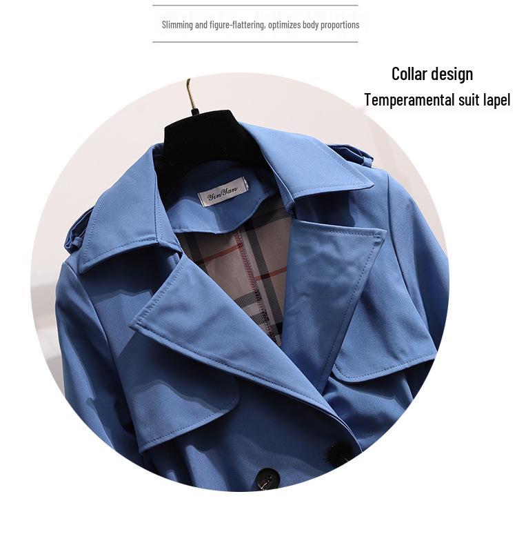 Women's Korean-Style Mid-Length Trench Coat - 2022 Autumn/Winter British Slim Fit Outerwear