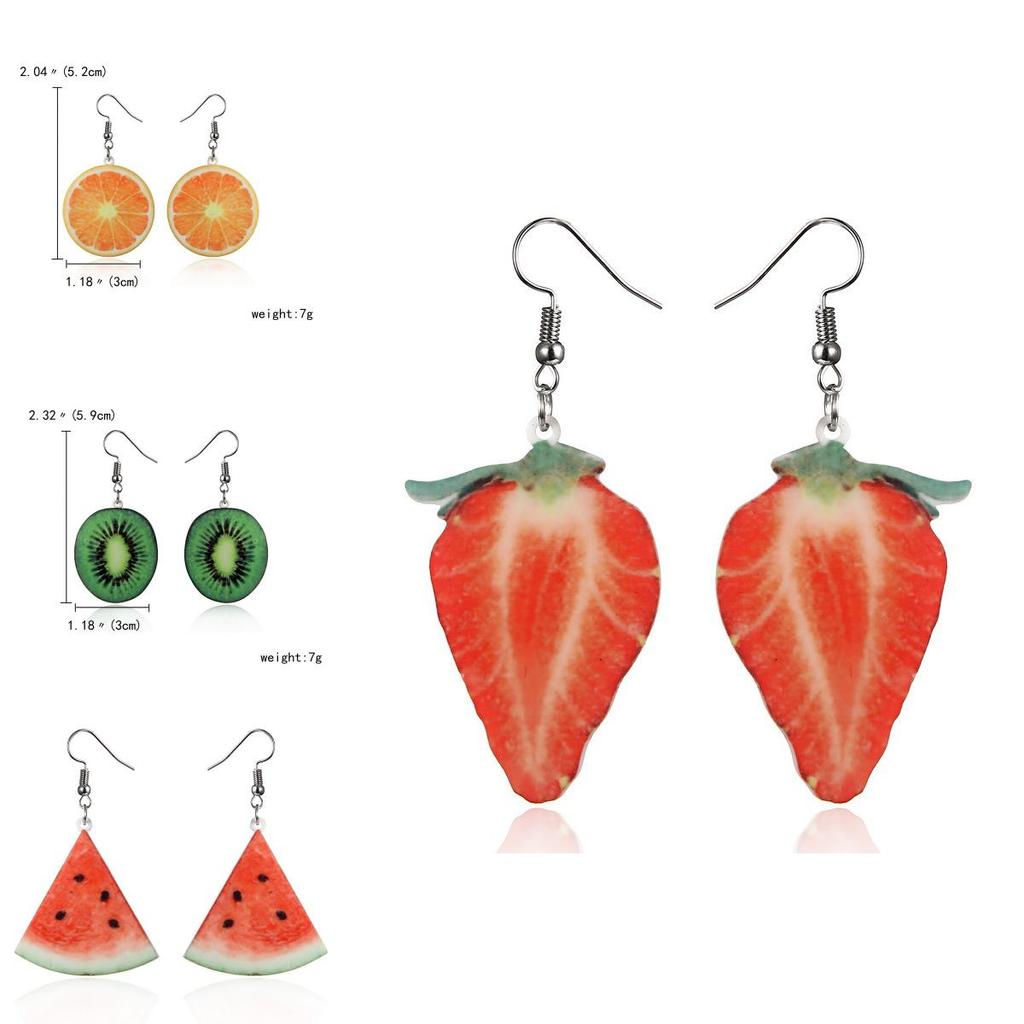 Fresh Fruit Acrylic Earrings For Women Summer Fashion Stylish Jewelry
