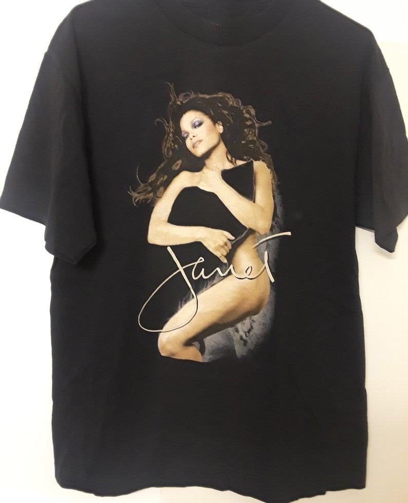 Janet Jackson All For You Tour 2001 Vintage Black Graphic Tee All Size T-Shirt