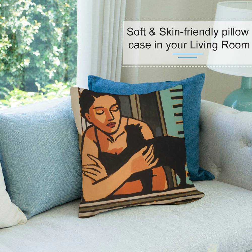 Artistic Life Woman Pillow Case Short Plush Double-sided Print Square Throw Pillow Covers Sofa Home Cushion Decor
