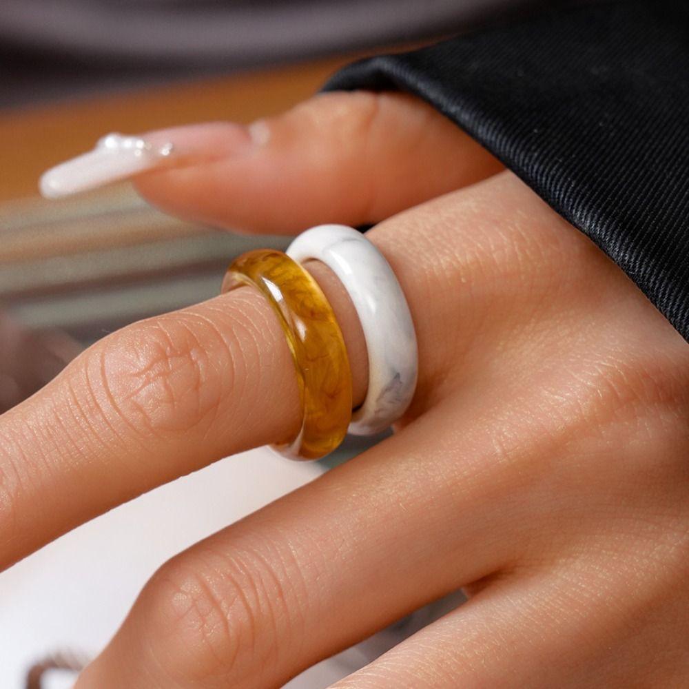 Jewelry Accessories Candy Color Finger Buckle Dopamine Geometric Forefinger Ring Gift