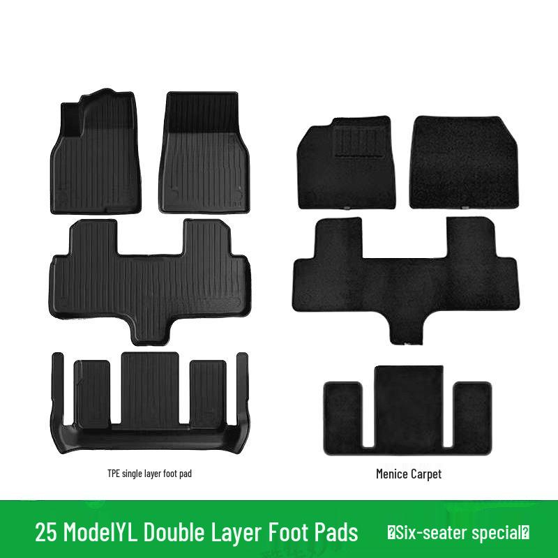 Tesla Model Y 25-Piece TPE Mat Set: Foot Pads, Backrest, Trunk, Front & Rear Storage Mats