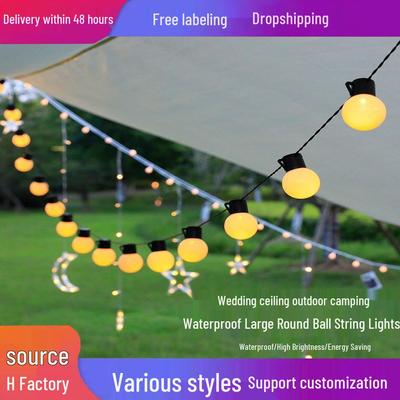 Solarbetriebene LED G50 Globus Lichterkette - Wasserdichte Außenlichterkette mit weißen Kugeln für Camping, Markise, Zeltdekoration