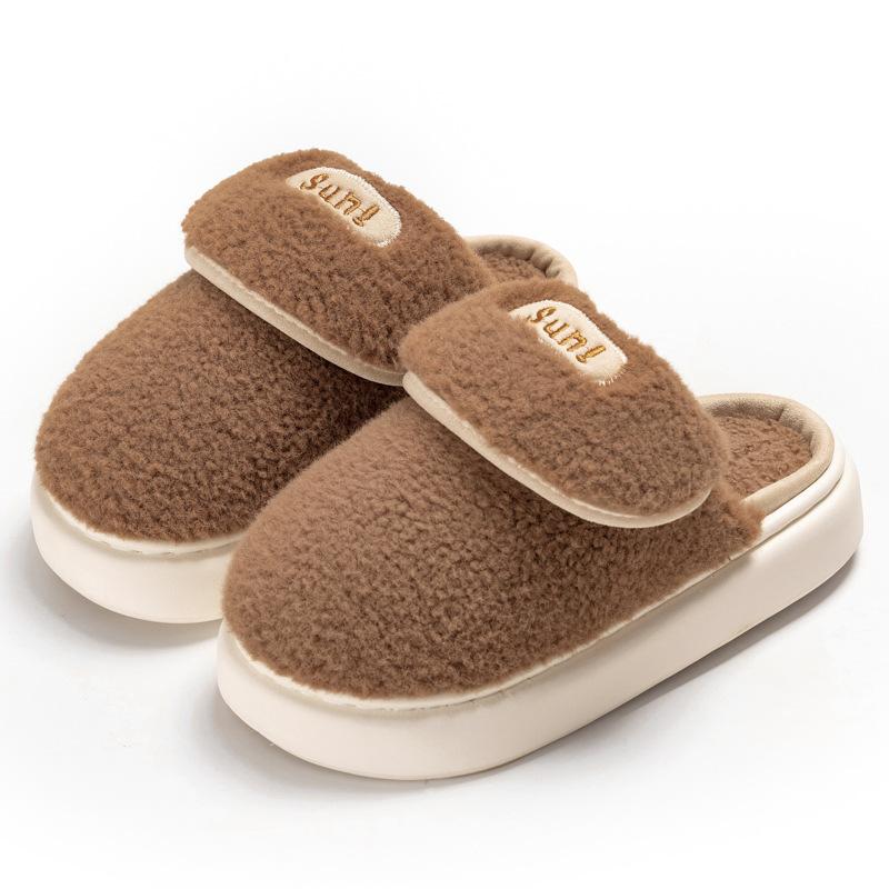 

New cute bag head couple cotton slippers winter indoor household velvet warm thick-soled slippers can be worn outside 36-37