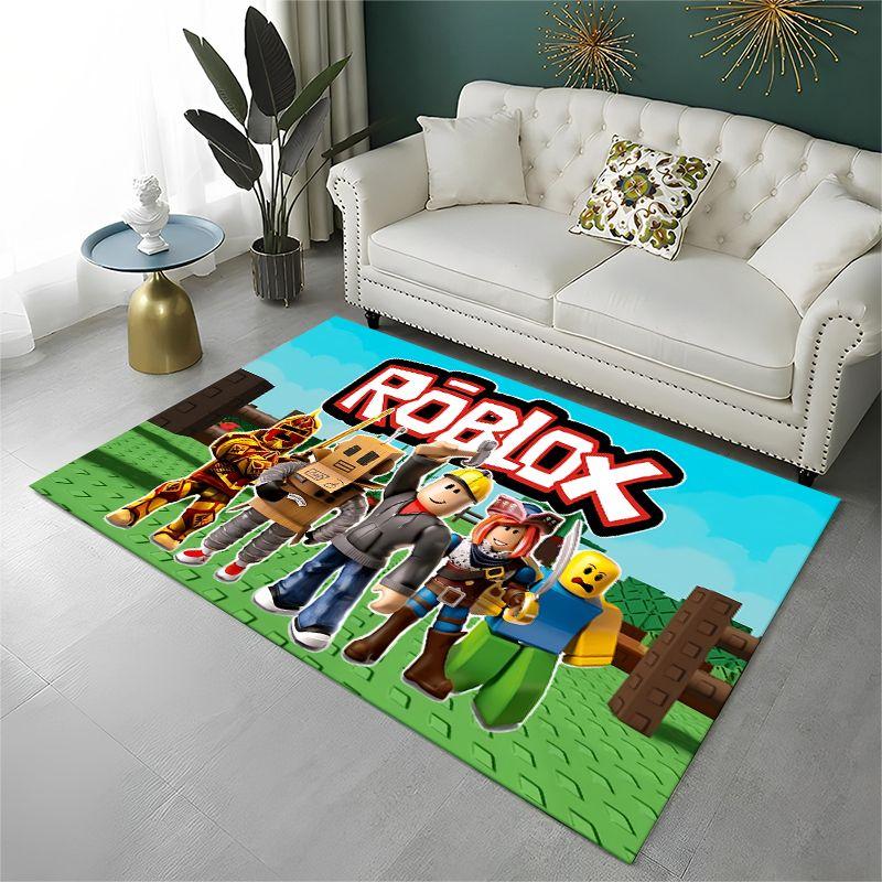Classic Cartoon R-Robloxs Game Non-Slip Area Rug for Living Room,Bedroom,Playroom,Soft Carpet Floor Mat Home Decor Rug Room