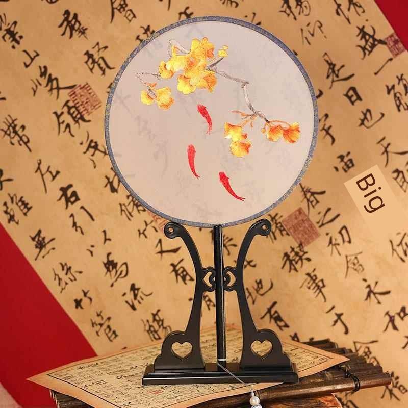Embroidered Round Fan, Chinese Ancient Style Round Fan, Fairy-Like Hanfu Cheongsam Fan, Classical Palace Fan, Gardenia Jasmine Dance Fan