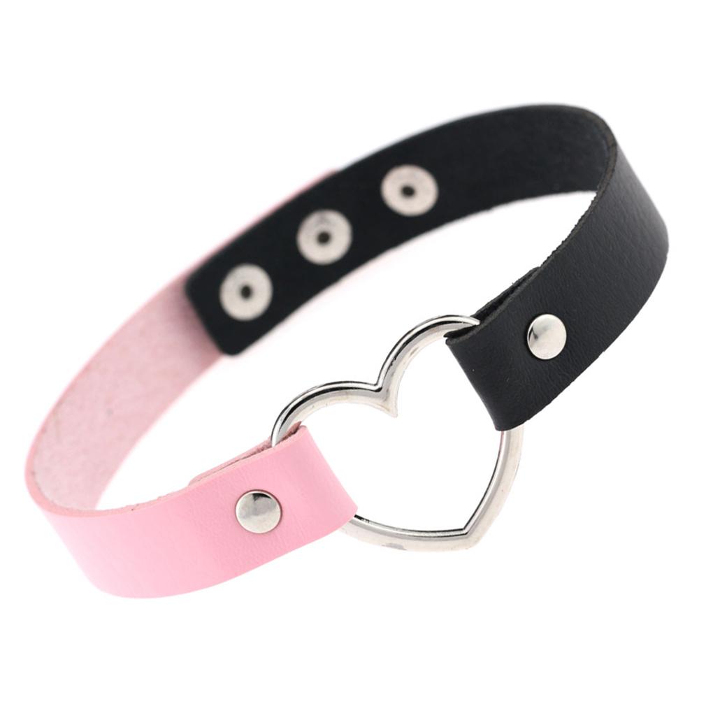 Buntes Halsband Japanischer Stil Halloween Damen Accessoire Leder Choker Kette Halsband Verstellbar Funkelnder Herz Choker