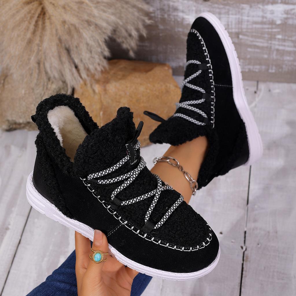 Damen Winter Schneestiefel mit dicker Sohle, Damen Plüsch Plüsch Übergröße Baumwollschuhe, Lässige und bequeme High-Top Schuhe