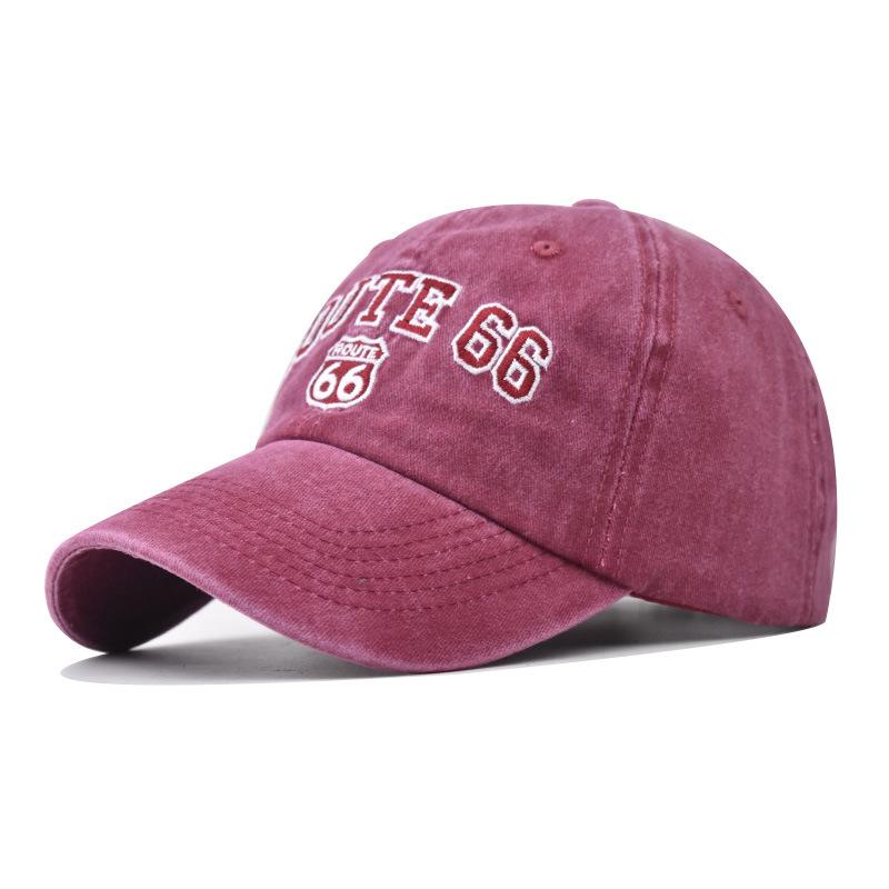 Hat Pure Cotton 66 Baseball Hat Water Wash Embroidered Big Letter