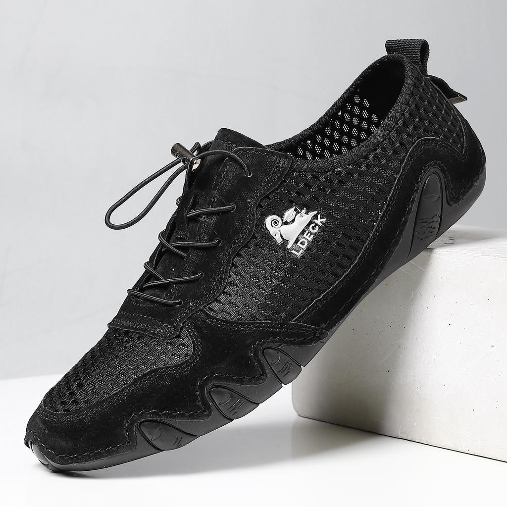 Neue Herren-Freizeitsneaker Übergröße genähte Leder-Mesh-Schuhe Oktopus Herrenschuhe