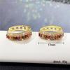 Rainbow Multicolored Stone Hoop Earrings Double Row Shiny Huggie Ear Rings for Women Party Daily Jewelry