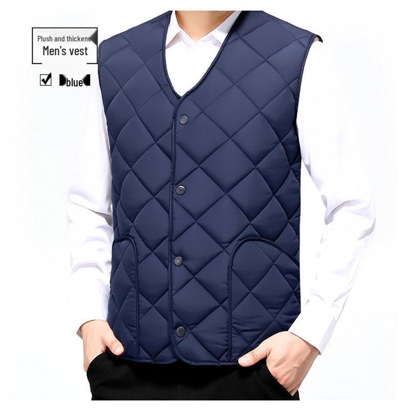 Men's Fleece-Lined Windproof Vest for Autumn & Winter - Ideal for Middle-Aged & Elderly