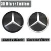C200 E200 New 2025 For Mercedes Benz 3D Mirror Front Grille Star Emblem Logo Glossy Black And Chrome Silver For Mercedes Benz E-