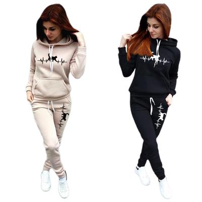 Damski dres dwuczęściowy zestaw zimowe ciepłe bluzy + spodnie swetry bluzy damskie Jogging odzież damska strój sportowy