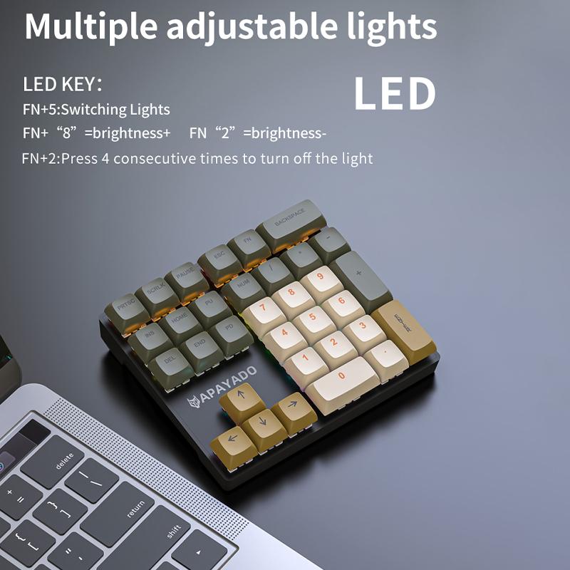 Wired Mechanical 33-Key Numeric Keypad With Multi-Color Lights Shaft Laptop Numeric Keyboard Accessories External Keyboard