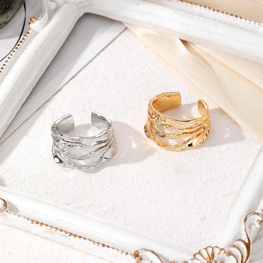 Multi-layered Silver Deluxe Ring Opening Adjustable Peplum Gift Accessory Girls Gold Party Wear Gold Shiny Thick Accessory