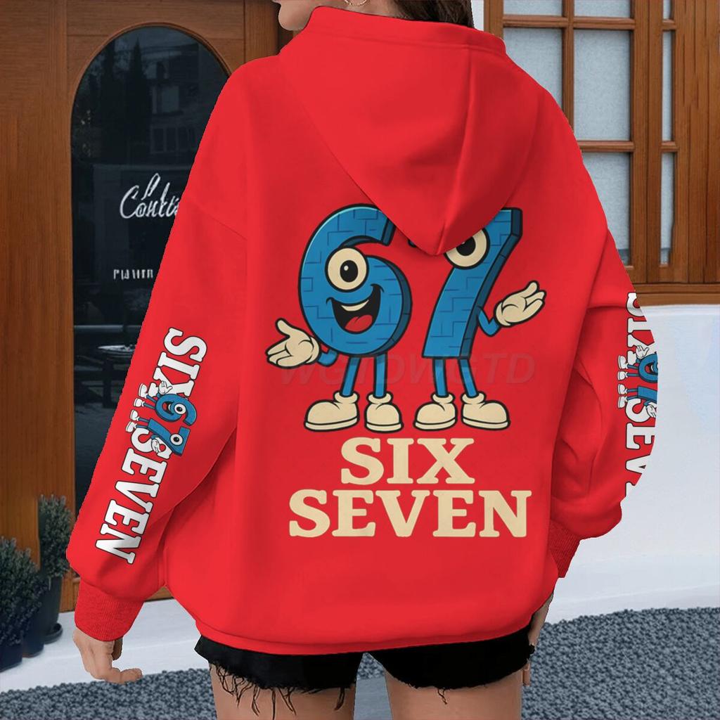 Men Women Meme Six Seven Hoodies Vintage Long Sleeve 67 Theme Streetwear Loose Six Seven Fun Couple Hoodie