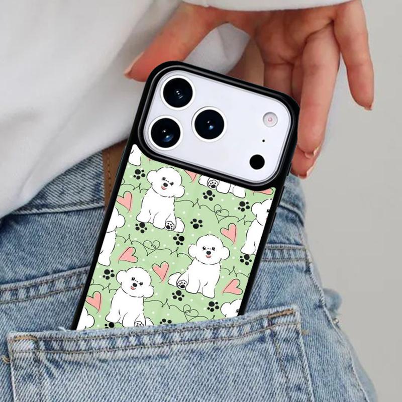 Cute Cartoon Bichon Frise Phone Case for iPhone 16e 15 14 13 12 17 Pro Max Plus Air 17pro Cover Coque