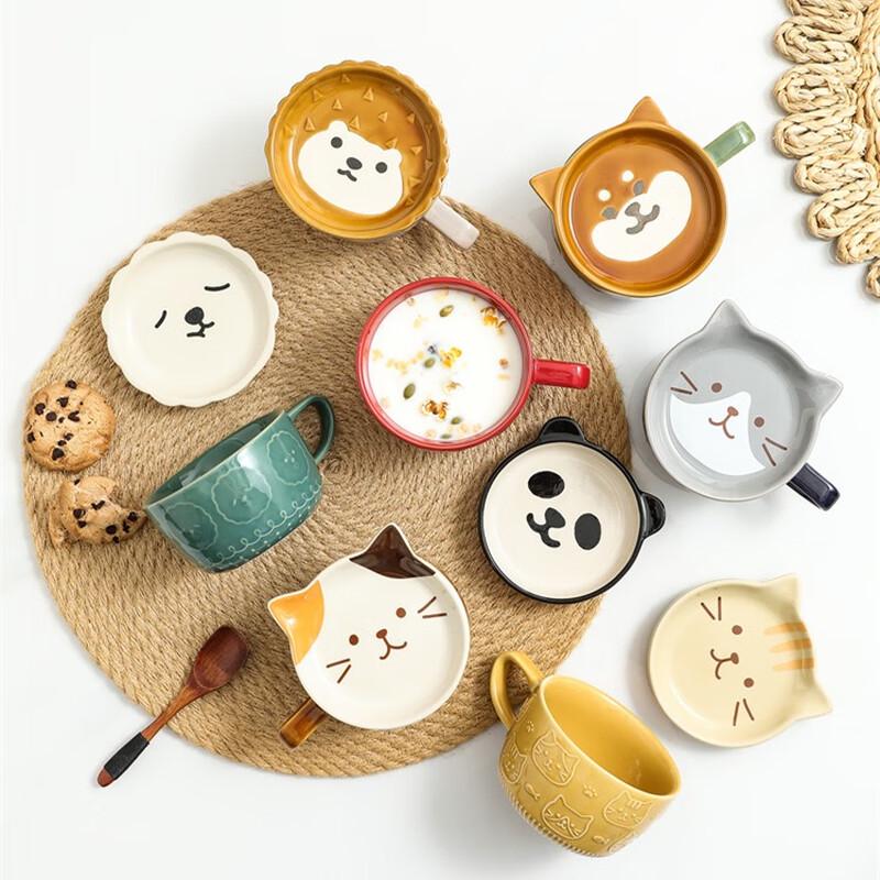 Japanese Cartoon Animal Ceramic Mug with Lid