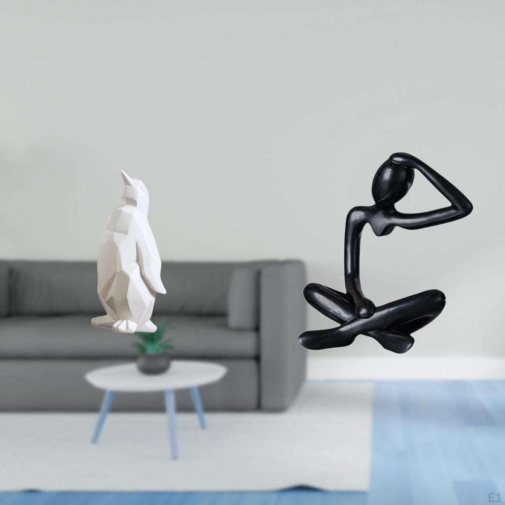 Penguin Thinker Resin Animal Abstract Sculpture Collectable Figurine Modern Decorative Ornament for