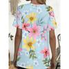 Women'S Summer Light Small Floral Fresh Style Printed Pocket Round Neck Short Sleeve T-Shirt Top